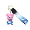 Crochets mignons ours clés de la chaîne de boucle de boucle de boucle gradient galaxie keychain tissage sac de mode bague de voiture pendentielle pour les filles cadeaux