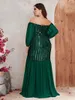 Vrouwen plus size avondjurken strapless pailletten splitsen feest 2023 sexy groene trouwjurk grote vrouw 240411