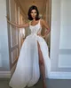 Vista de noiva vintage de linha para tiras de noiva corpete de ilusão vestidos de noiva Aplicado Vestidos de noiva coxa