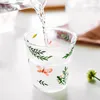 Copos de vinho jinyoujia copo criativo xícaras de suco de café caneca em casa leite flor decoração transparente taza de café bebendo água