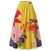 Stijlvolle grote bloemen bedrukte vrouwen rokken elegante hoge taille aline lange maxi rok 2024 casual los strand feestvakantie 240403