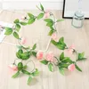 Decorative Flowers 240CM Rose Artificial Christmas Garland For Wedding Home Room Decoration Garden Arch DIY Fake Plant Vine