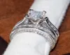 Jóias vintage de Victoira Wieck 14kt Princesa de ouro branco preenchido quadrado topázio de diamante CZ Women Women noivado de casamento anel de noiva SE2087648