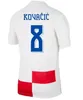 24 25 Kroatiska fotbollströja 2024 Europeiska cupspelare Jersey Modric Brekalo Persic Fan Home och Away Brozovic Kramaric Rebic Livakovic National Team Kids Jersey