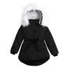 Down Coat Fur Collar hoodie Wadded voor meisjesjack Gevotte Dikke Warm Winter Kids Drawstring Hooded Parkas