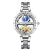Zegarek na rękę Kobiety automatyczne zegarki mechaniczne ze stali nierdzewnej Moda pusta samozwańczy zegar na rękę Luksusowy zegar na rękę