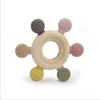 الدفة BPA الحرة السيليكون طفل Teether Beech Wooden Rubber Ring