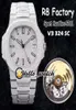 R8F V3 Wersja 5711 Cal324 S C Automatyczna męska zegarek Gypsophila Diamond Dial Stal Pełna diamentowa bransoletka Sport zegarki Hel8836572