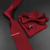 TIE MENS TIE BOWTIE مجموعة الأعمال الفاخرة العامل الأزرق الأسود الصلب البوليستر بوليستر جاكار المنسوجة العنق الحفل حفل زفاف 240407