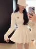 Automne Preppy Style Tricoted Clothing Suit Woman Slim Kawaii Awearter Tops Casual Y2K Mini jupe femme Fashion 2 Piece Set 240403