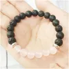 Beaded Sn1061 Rose Quartz Lava Yoga Bracelet Healing Crystals Wrist Mala Beads Chakra Jewelry Natural Stone Womens Drop Delivery Brac Dhkoe