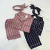 Home Clothing Summer 2024 Fashion Women Pyjamas Turn Down Collar Sleepwear 2 Tweede stuk set shirt shorts gestreepte casual pyjama sets st47