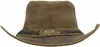 Mens Real Leather Australian Western Cowboy Style Tan Crazy Horse Bush Hat