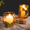 Titulares de vela Pequeno porte redondo de vidro cilindro nórdico mesa de mesa Central peça Velas Living Room Decoração Presente