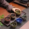Tee -Sets Kiln Transformation Tee Tasse Set Keramikschale Tianmu Jianzhan Master Fünf Tassen Teetasse