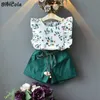 Vêtements Ensembles de vêtements Enfants enfants Vêtements d'été Girls Baby Girls Girls Mignon Fashion Coton Imprimé Short à manches courtes 2PC