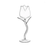 ワイングラス1 PC 260mlクリア/ピンクローズシェイプグラスと緑の葉のステムウェアギフト