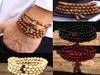 108 beads 8mm natural sandalwood buddhist buddha wood prayer beaded knot black ebony unisex men bracelets bangles for women1728558