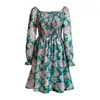 Sukienki zwyczajne sukienki Sukienki Najwyższa jakość Summer Floral Print Cienka talia