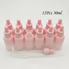 Förvaringsflaskor 12 Pack 30 ml rosa droppflaska med glaspipett Tom eterisk olja för oljor parfymer