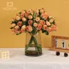 Fleurs décoratives 6pcs / lot style American Focal Edge Retro Rose Simulation Bouquet Artificiel Living Room Dining Table Decorations