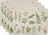 Table Mats Herbs Floral Placemats Set Of 4 Green 12 X 18 Inch Washable Place For Dining Kitchen Party Coffee Bar