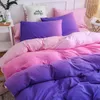 寝具セットfunda de edredn cmodo juego cama con gradiente color morado y rosa suave almohada sbana ropa
