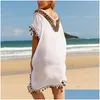 Basic Casual Dresses Female Beach Party Dress Seaside Fl Sun Summer Outfits Cloghet Knitting Blouse Hollow Swimming Drop Delivery Appa Dhcrx