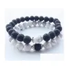 Bracelets en pierre naturelle perlés Nouveau bracelet de turquoise blanc volcanique de lave perles faits à la main pour hommes