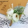 Dekoratif Çiçekler 3pcs/Lot Düğün Yapay Beyaz Gül Çiçek Damat Boutonniere Erkekler Korsage Etkinlik Aksesuarları Parti Pin Dekorasyon