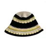 Bérets Sweet Girl Crochet Bucket Hat Dames Fisherman Couleur assortie femme adolescents décontractés d'été