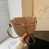 Drawstring Moda Rattan Kadın Omuz Çantaları Küçük Tasarımcı Çantaları Lady Wicker Dokuma Crossbody Çantası Yaz Plajı Saman Saman Sıralı