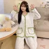 Abbigliamento da donna Sleep Floral Pigiatore Abito da notte invernale Cotone addensato per addormentarsi per il sonno di abiti da casa calda coreana