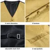 Men's Vests Luxury Gold Mens Silk Red Blue Green Waistcoat Tie Bowtie Hanky Cufflinks Set Male Waist Jacket Wedding Office Hi-Tie
