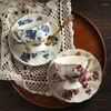 Tasses Saucers Style Retro Style Cafflower Coffee tasse Classic Set Cerramic Phnom Penh Design Tea sets tasses