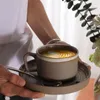 Muggar japansk stil stoare kaffekopp och fat set Pull Flower Simple Ceramic Milk