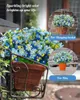 Flores decorativas 12 piezas de bebés azules artificiales aliento para el jarrón para el porche de la boda en el hogar ventana del porche decoración del interior del bebé