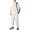 Męskie dresy gofrowe waflowe spodnie dresowe Ustaw długie rękawie kieszenie na bluzę z kapturem Spring Spring Casual Male Sport Suit