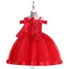 Girl Dresses Girls' Clothing Western Mesh Skirt Piano Performance Children's Elegant Dress Summer Prom