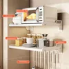 Kitchen Storage Electric Oven Holders Wall-mounted Microwave Rack Shelf Racks Wall Organizer Punch-free