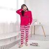 Huiskleding schattige losse casual vrouwen lingerie ronde nek pyjama's set met lange broek mouw huiskleding slaapkleding nachtkastje