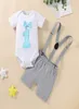 Giyim setleri erkek bebek kıyafetleri seti 1. doğum günü kıyafeti bir yıllık beyefendi bodysuit kayışları şort Toddler6580021