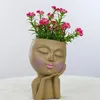 Shy Girl Face Planter Creative Faux Human Resin Crafts Multicolor Planter with Drainage Hole Garden Tabletop Decorations 240409