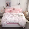 Sängkläder sätter enkla fyrdelar set lakan täcke täcke kudde dubbel 1,2/1,5 m student tredelar s