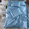 Bettwäsche -Sets King Doppelgröße Satin Seiden Sommer Gebrauchte Einzelbett -Bettdecke Duvet Cover Set