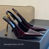 2024 Saltos femininos Lee Espelho de qualidade Genuíno slingback Sandal Stiletto Salto