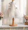 Meisjesjurken bloemenmeisjes jurken stereo kanten applique witte prinsesjurk voor kinderen boog korte mouw tule widding kleding baljurk A68962172241 C240413