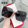 mens sunglasses women New Frameless Cut Edge H Fine Flash Sunglasses Starry Sky Color Gradient Sunglasses Tiktok Version Large Frame Glasses