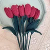 Fleurs décoratives 5 pièces tricoter les tulipes artificielles rouges plante home office el décoration ornement