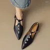 Dress Shoes Casual Women's Flat 2024 Spring Fashion T-straps Oxford For Woman Loafers Female Retro Pearls Pointed Low Pumps